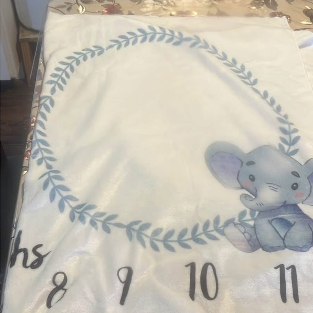 Elephant Nursery Milestone Blanket for Twins - Picture 3 of 4